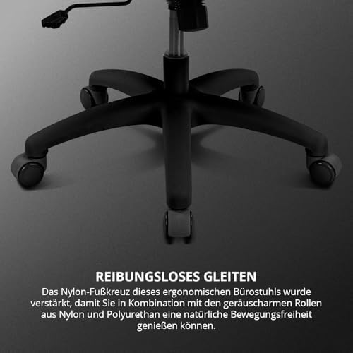 DRAIR35 - Gaming-Stuhl, hochwertiges gespanntes Netz und verstärktes Polymer, Latexsitz, gepolsterte Armlehnen, Kolbenklasse 3, drehbar, verstellbar, schwarz.