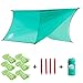 TNH Outdoors Hammock Fly Tarp 9 x 12 ft, Hexagonal Rain Fly or Lightweight Tent for Camping, Stronger Single Latch Aluminum Stakes, Ready for Double Hammocks & Storms