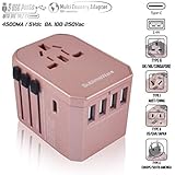 Power Plug Adapter - International Travel (w/5 USB Ports and USB Type C)- Work 150+ Countries - 220 Volt Adapter - Travel Adapter - Type C A G I A/C - UK Japan China Europe