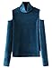 YesFashion Women Turtleneck Pullover Open Shoulder Velvet T-shirt
