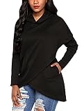 Asvivid Women's Long Sleeve Asymmetrical Hoodies Wrap Pullover Sweatshirt Coats with Pockets S-XXL