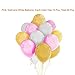 Paxcoo Pink and Gold Birthday Decorations with Happy Birthday Banner Pink and Gold Balloon and Paper Pom Poms for Party Decorations