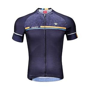 Santic Cycling Jerseys for Mens Cycling Jersey Short Sleeves Cycling Tops Bike Jersey Stretchable with Pockets