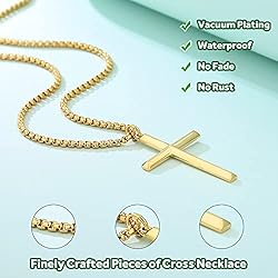 REVEMCN 14K Gold Filled Polished Beveled Cross