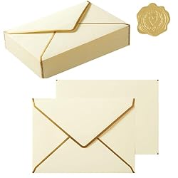 Topeen 50 Pieces A7 Envelopes with Gold