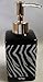 AHF/WPM 19 Piece Bath Accessory Set Black Zebra Animal Print Bath Rug Set + Black Zebra Shower Curtain & Accessories