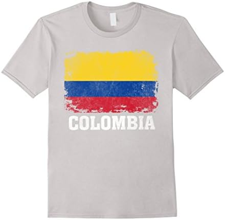 Men's Colombia Colombian Flag Shirts Vintage Soccer T-Shirt  2XL Silver