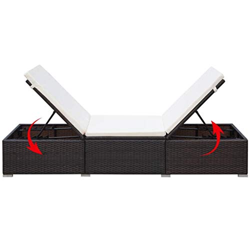 Tidyard Sonnenliege Rattan mit Auflage Gartenliege Liegestuhl Rattanliege Outdoor Sonnenstuhl Gartenmöbel Relaxliege für Garten Balkon Terrasse Schwimmbad, Braun – Bild 4