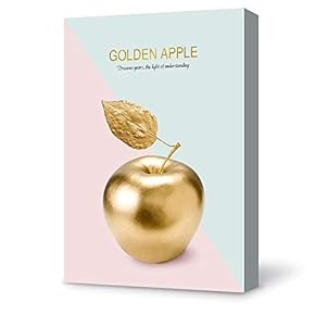 Canvas Wall Art Gold Apple Canvas Painting Wall Poster Decor for Living Room Wooden Framed Home Decorations - 12x18 inches