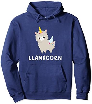Unisex Llamacorn Hoodie - Funny Llama Mixed With Unicorn Design Medium Navy