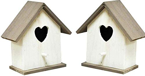 Unibos2x White Wooden Nesting Nest Box Garden Bird House Small Birds Blue Tit Robin Sparrow