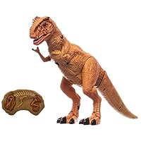 O.B Toys&Gift RC Walking Dinosaur Toy Tyrannosaurus Rex w/ Roar Sounds , Head Shakes & LED Lights , Remote Control Kids Dinosaur T-Rex