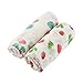 Bamboo Muslin Swaddle Blanket | Super-Soft Breathable Lightweight Receiving Blanket (for Girls) | Gift for New Parents or Baby Shower | 70% Bamboo 30% Cotton (Flamingo & Strawberry)