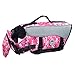 VIVAGLORY Front Float Dog Life Vest, Dog Life Jacket for Swimming & Boating, Swimming Vest with Chin Float & Handle, Ripstop & Buoyancy for Puppy Doggy, S, Camo Pink