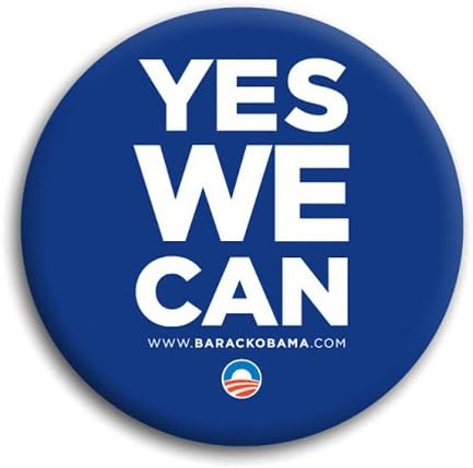 Barack Obama YES WE CAN Pinback Button 1.25" Pin/Badge Blue