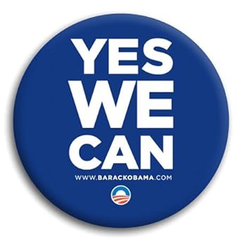 Barack Obama Yes We Can Pinback Button 125 Pinbadge Blue - 