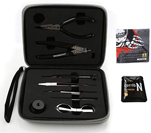 Vivismoke Coil Buidling Tool Kit DIY Tool Set, Ceramics Tweezers, Scissors Pliers, Wire Jig, Screwdriver, Cotton Express