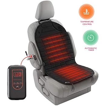 Zento Deals 12V Heated Car Seat Cushion Premium Quality Adjustable Temperature Heating Pad Pain Reliever- New Upgraded Version for 2019, Safer Nonflammable UL Wiring