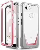 Google Pixel 3 XL Case, Poetic Guardian [Scratch Resistant Back] Full-Body Rugged Clear Hybrid Bumper Case Built-in-Screen Protector Google Pixel 3 XL Pink