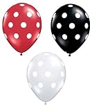 36ct Assorted Red Black Clear Balloons with White Polka Dots