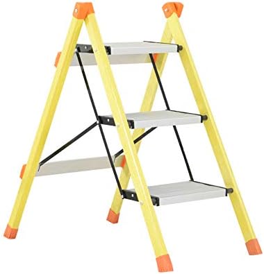 ステップスツール Yxx 折りたたみ 3 アルミ合金脚立 ホーム ノンスリップ 3踏み板ステップはしご 70x40x67cm イエロー