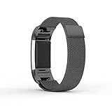 Fitbit Charge 2 Metal Band Large Black , Ztotop Accessories Milanese Loop Stainless Steel Metal Bracelet Strap with Unique Magnet Lock for Fitbit Charge 2 HR 6.5