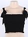 KAMISSY Women's Frill Smocked Cop Tank Top Tie Shoulder Strap Vest,Black,Small