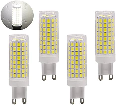 G9 led light bulb 75W 85W 100W halogen bulbs equivalent, 840lm, G9 bin-pins base 110V 120V 130V input led bulbs replacement, Daylight white 6000K pack of 4 (Daylight White 6000K)