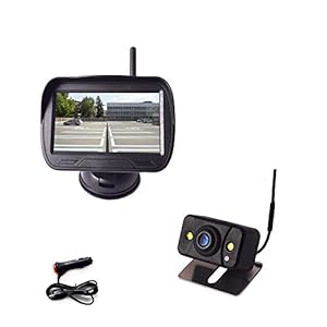 Digitale achteruitrijcameraset voor auto’s, 4,3 inch (11,9 cm), HD-monitor, draadloos, systeem met zuignap en…