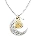 Sister - I Love You To The Moon and Back Heart and Moon Two-Piece Pendant Fashion Jewelry Gift Love Necklace 18.89 inch