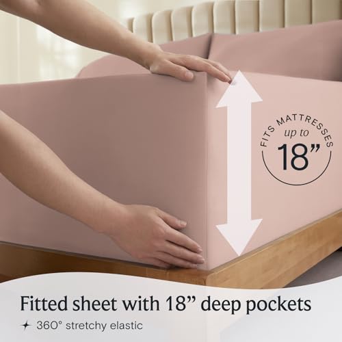 6 PC King Sheet Set, Rayon Made from Bamboo Bed Sheets, Deep