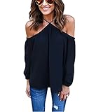 ABD Women's Chiffon Off Shoulder Halter Neck Long Sleeve Shirt Blouse Top