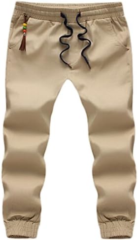 Miaokalin Men's Casual Pencial Trousers Plus Fertilizer Plus Size Harem Pants L Khaki