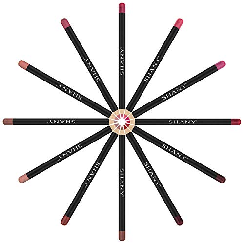 SHANY Dreamy Dozen Matte Lip Liner Set - Long-Lasting Professional Velvet Lipstick Pencils in Varying Shades - Pack of 12