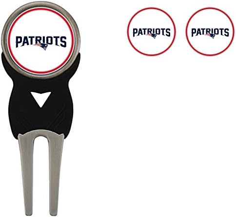 Team Golf NFL New England Patriots Divot Tool with 3 Golf Ball Markers Pack, Markers are Removable Magnetic Double-Sided Enamel
