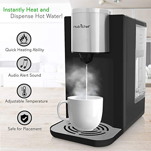 Electric Auto Hot Water Dispenser - Instant Fast Heating Coil Water Boiler More Simple Then Water Kettles Pots Clear Water Tank Measuring Fill Water Up To 2.3 quart NutriChef PKHTWTR46