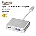 Type C to HDMI 4K VGA Adapter, TOPOINT USB 3.1 Type C (USB-C) to VGA HDMI UHD Converter Adaptor for MacBook/ChromeBook Pixel, Plug and Play