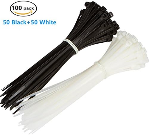 Heavy Duty Nylon Zip Cable Ties, 12'' Eastech Pack of 100 Mixed Colors Self-Locking Ultra Strong Tensile Strength Zip Ties Wire ties for Organzing Cables, Wires Indoor and Outdoor Use