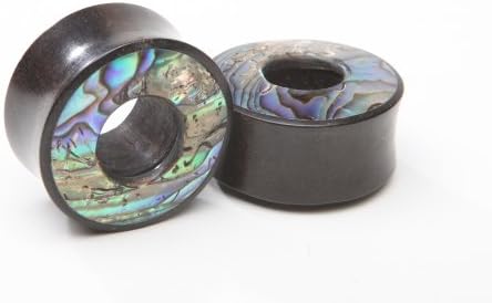 Incredible Handmade Ebony Wood Eyelets Inlayed with Abalone 11/16" (17mm)