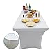 Houseables White Tablecloth, Cover for Folding Table, Fits 6' Tables, 1 Pk, Spandex Linen, Rectangle, Elastic, Stretchable, Tablecloths Fitted, Covers, Cloth, Scrim, Wrap, Skirt, Trade Show, Banquet