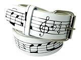 Nice Shades Genuine Leather Music Snap On Belt with a Detachable Buckle Fits Any Kind of Buckle
