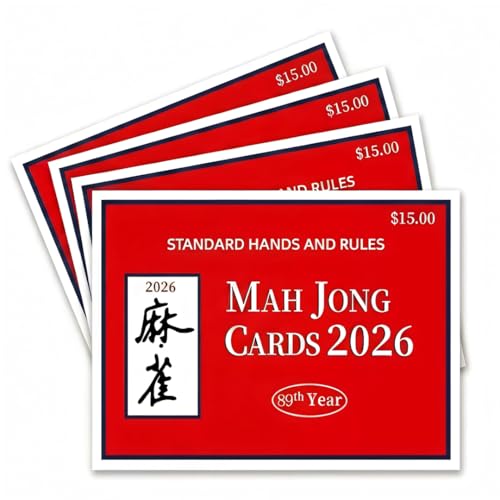 COKNUMBER 2026 Mahjong Cards Official, 4 Pack American Mahjong Cards, Large Print Easy-to-Read Reference Cards for NMJL Players, Mahjong Clubs, Game Groups and Tournaments