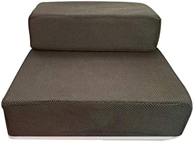 Noa54fran Strap 2-Step Mesh Folding Pet Dog Ramp Stairs Puppy Cat Animal Mat Bed House Cushion - Light Coffee