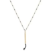 Watforsh Gold Plated Y Neckalce for Women Match Pendant with Black Beaded Chain Adjustable Necklace