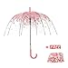 Tdogs Clear Bubble Umbrella Dome with 100 Pcs Romantic Flowers,Cherry Blossoms Transparent Rain Umbrellas for Kids Girls Weddings, Transparent/pink