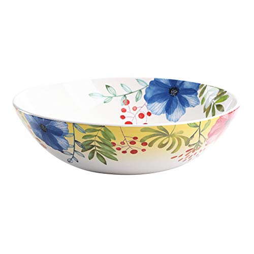 Bico Flower Carnival Ceramic 13 inch Serving Bowl, Microwave