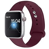 YOUKEX Sport Band Compatible with Apple Watch 42mm/44mm, Soft Silicone Strap Wristbands Replacement for iWatch Series 4/3/2/1 Women Men, (Wine Red M/L)