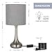 HAITRAL Modern Table Lamps Set of 2 - Simple Bedside Desk Lamps with Fabric Shade, Elegant Nightstand Lamps for Bedroom, Office College Dorm, Ideal Gift - Grey (HT-TH111-15X2)
