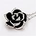 Scheppend Gold Plated Rose Flower Black Paint Rhinestone Crystal Pendant Necklace Thanksgiving Day Gift(Platinum)