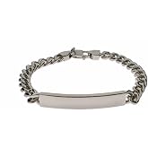 EVE'S ADDICTION Custom Engraved Stainless Steel Men's ID Bracelet, 8.5 inches long - Personalized Name Bracelets for Men - Men's Curb Link Bracelets - Gifs for Dad - Gifts for Him